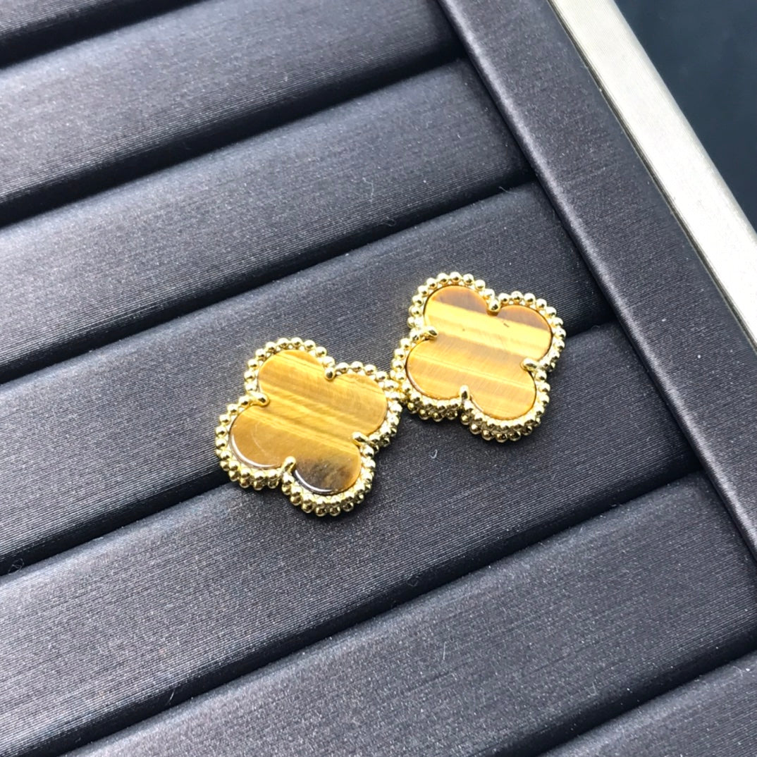¡®Glow Jewelry¡¯CLOVER MEDIUM 1 MOTIFS TIGER EYE EARRINGS