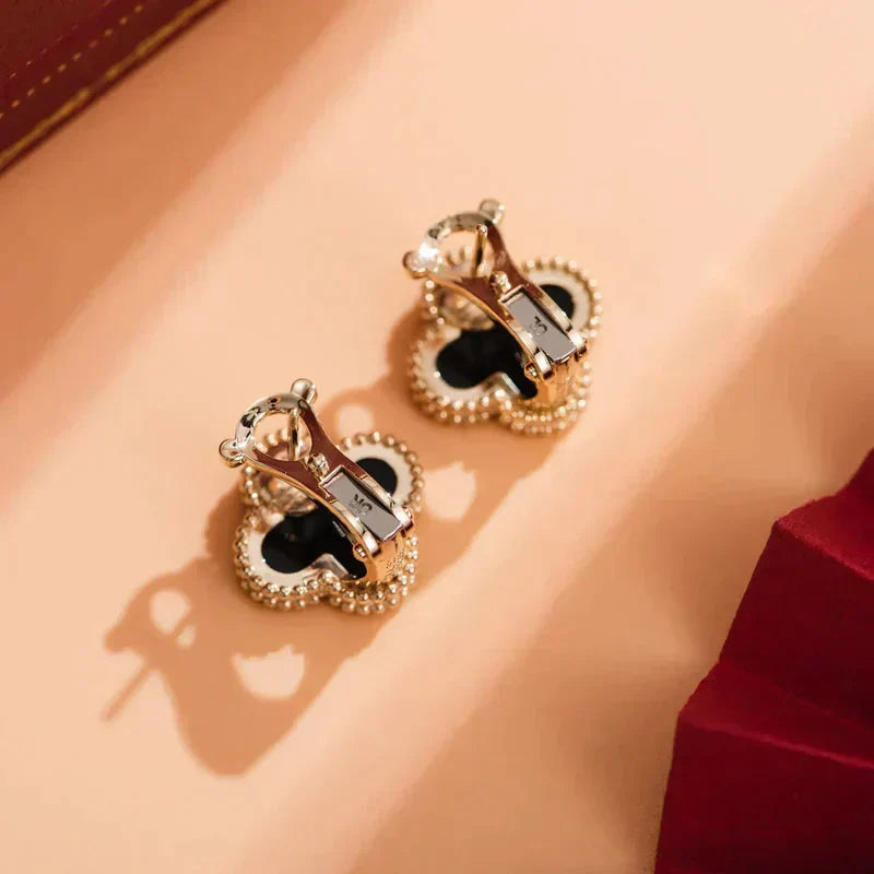 ¡®Glow Jewelry¡¯CLOVER MEDIUM 1 MOTIFS ONYX STUD EARRINGS