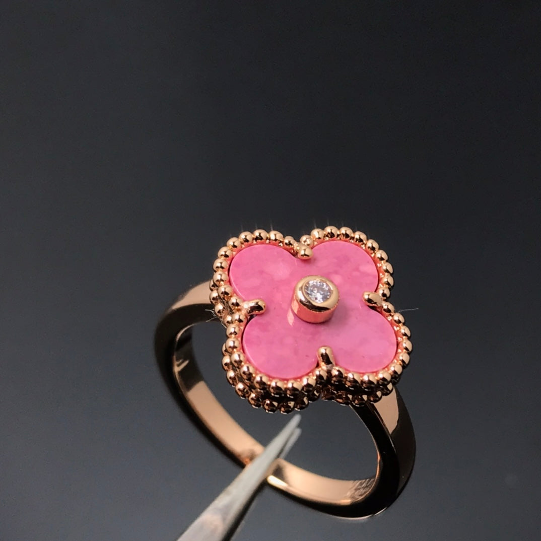 ¡®Glow Jewelry¡¯CLOVER RHODONITE ROSE GOLD RING
