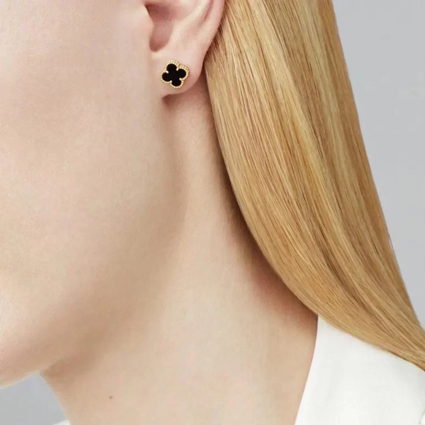 ¡®Glow Jewelry¡¯CLOVER MINI 9.5MM BLACK MOP EARRINGS