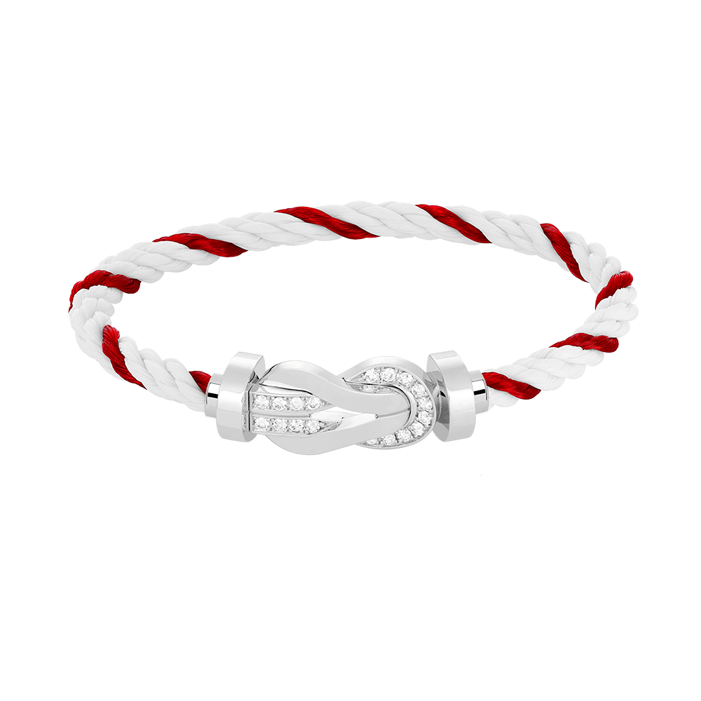[Glow Jewelry]CHANCE LARGE 8 FIGURE BUCKLE HALF DIAMOND BRACELET SILVER
