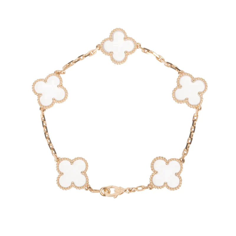 [Glow Jewelry]ニュー クローバー 5モチーフ ロッククリスタルブレスレット