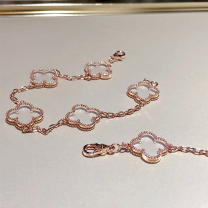 [Glow Jewelry]ニュー クローバー 5モチーフ ロッククリスタルブレスレット