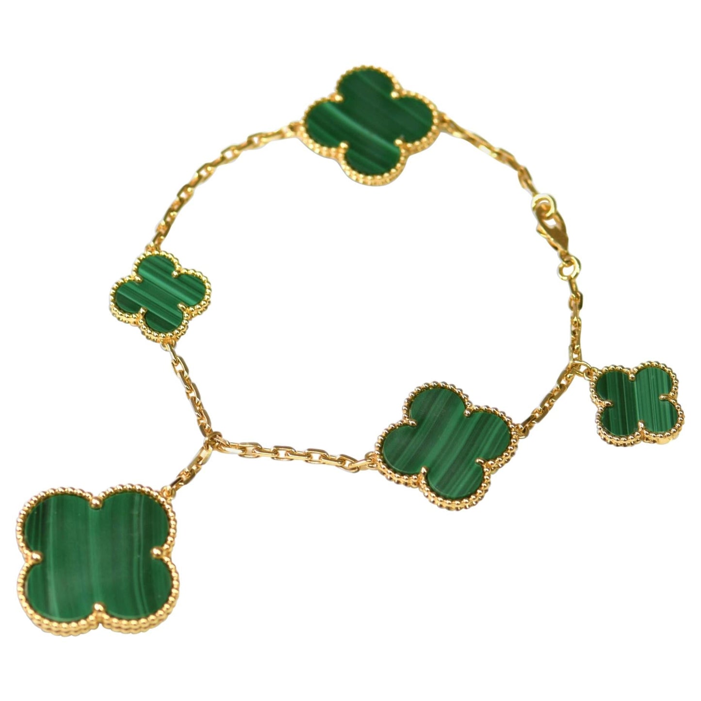 ¡®Glow Jewelry¡¯MAGIC CLOVER MALACHITE GOLD BRACELET 5 MOTIFS