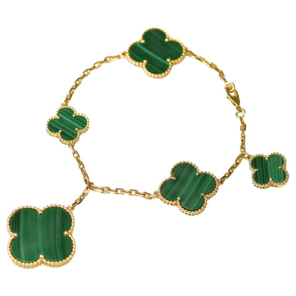 [Glow Jewelry]MAGIC CLOVER MALACHITE GOLD BRACELET 5 MOTIFS