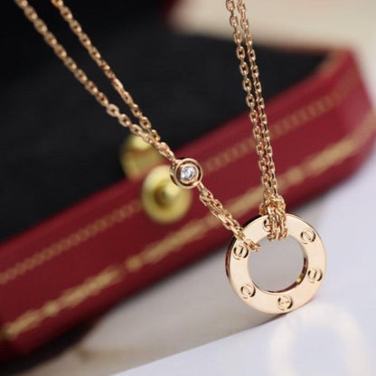 [Glow Jewelry]LOVE NECKLACE ADJUSTABLE ROSE GOLD 2 DIAMOND