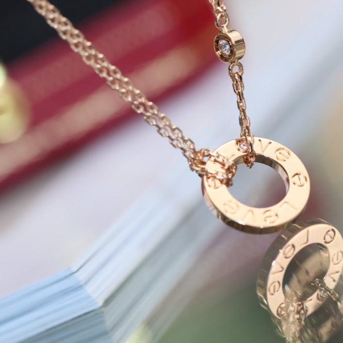 [Glow Jewelry]LOVE NECKLACE ADJUSTABLE ROSE GOLD 2 DIAMOND