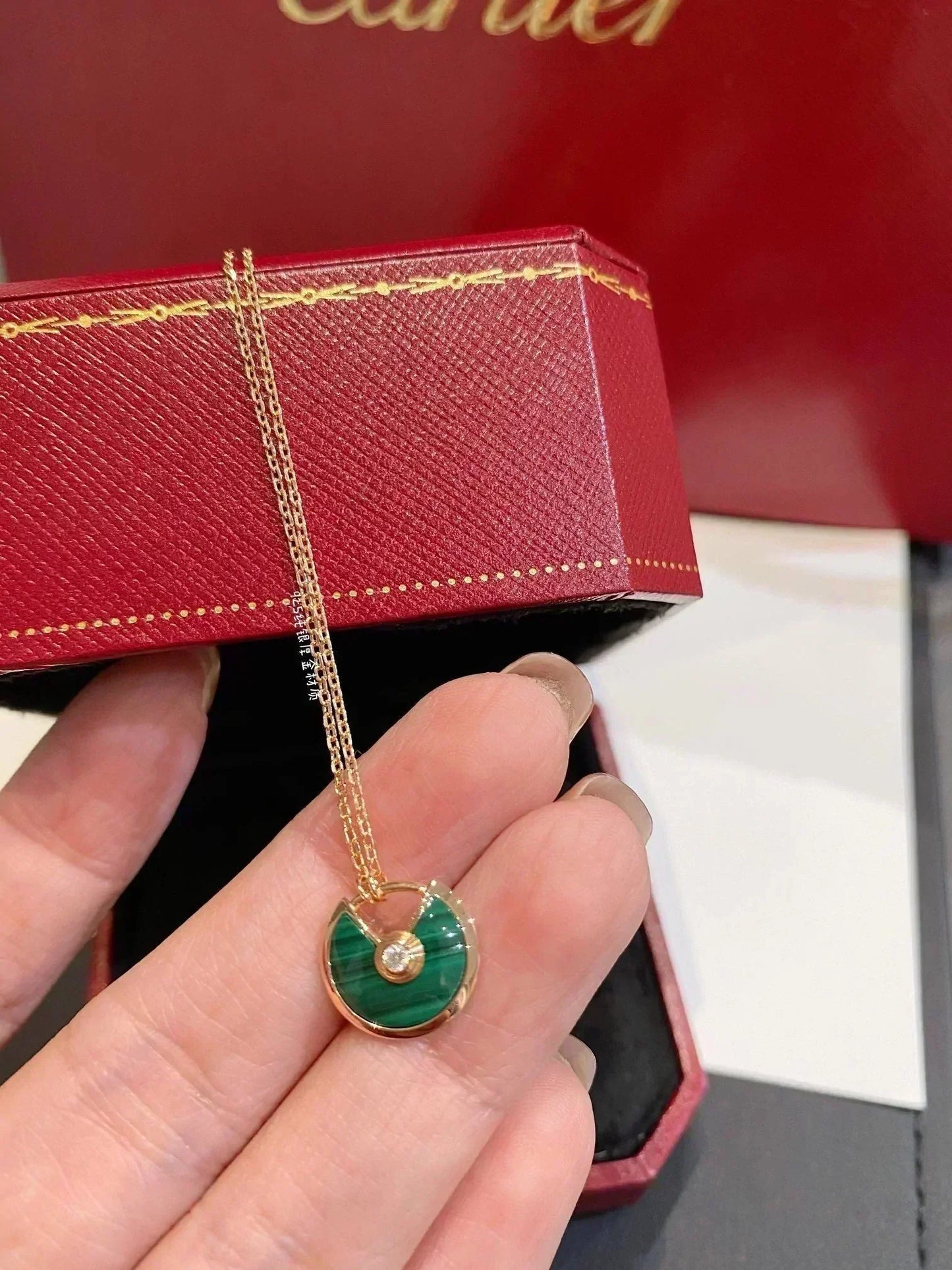 ¡®Glow Jewelry¡¯AMULETTE ROSE GOLD MALACHITE NECKLACE