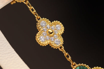 ¡®Glow Jewelry¡¯CLOVER EARRINGS GOLD MALACHITE DIAMOND 3 MOTIF
