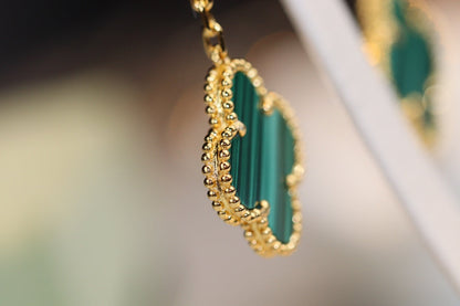¡®Glow Jewelry¡¯CLOVER EARRINGS GOLD MALACHITE DIAMOND 3 MOTIF