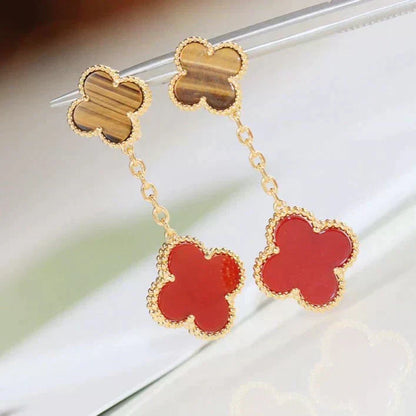 ¡®Glow Jewelry¡¯CLOVER  2 MOTIF  TIGER EYE CARNELIAN EARRINGS