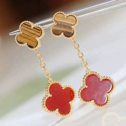 ¡®Glow Jewelry¡¯CLOVER  2 MOTIF  TIGER EYE CARNELIAN EARRINGS