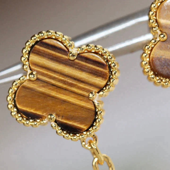 ¡®Glow Jewelry¡¯CLOVER  2 MOTIF  TIGER EYE CARNELIAN EARRINGS