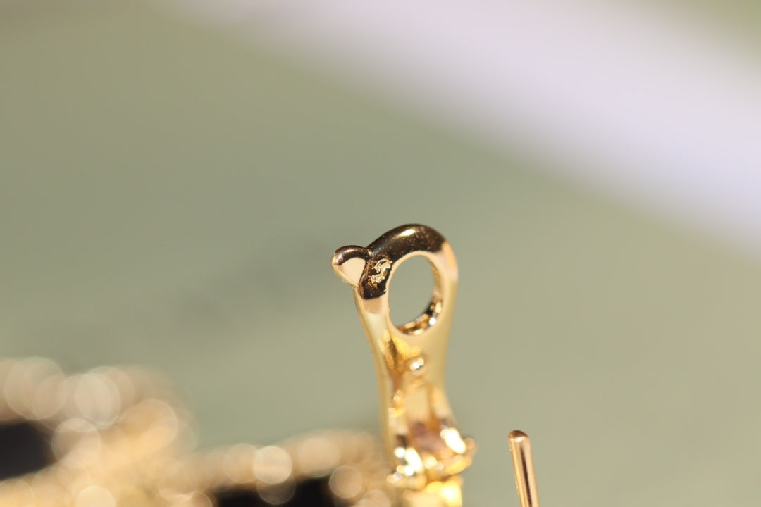 ¡®Glow Jewelry¡¯CLOVER EARRINGS GOLD ONYX MOP 3 MOTIF