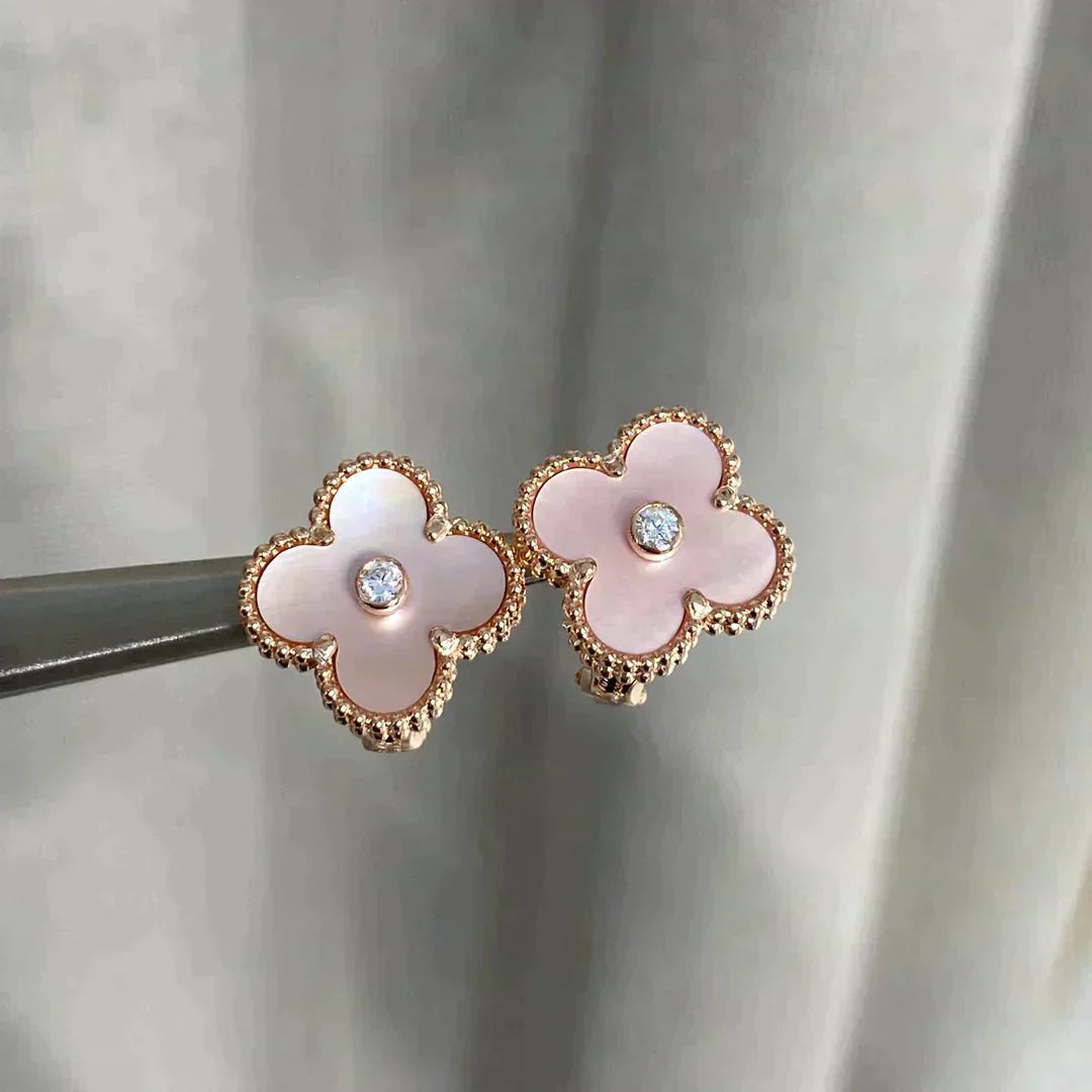 ¡®Glow Jewelry¡¯CLOVER MEDIUM 1 MOTIFS  PINK MOP DIAMOND EARRINGS