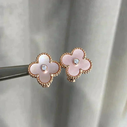 ¡®Glow Jewelry¡¯CLOVER MEDIUM 1 MOTIFS  PINK MOP DIAMOND EARRINGS