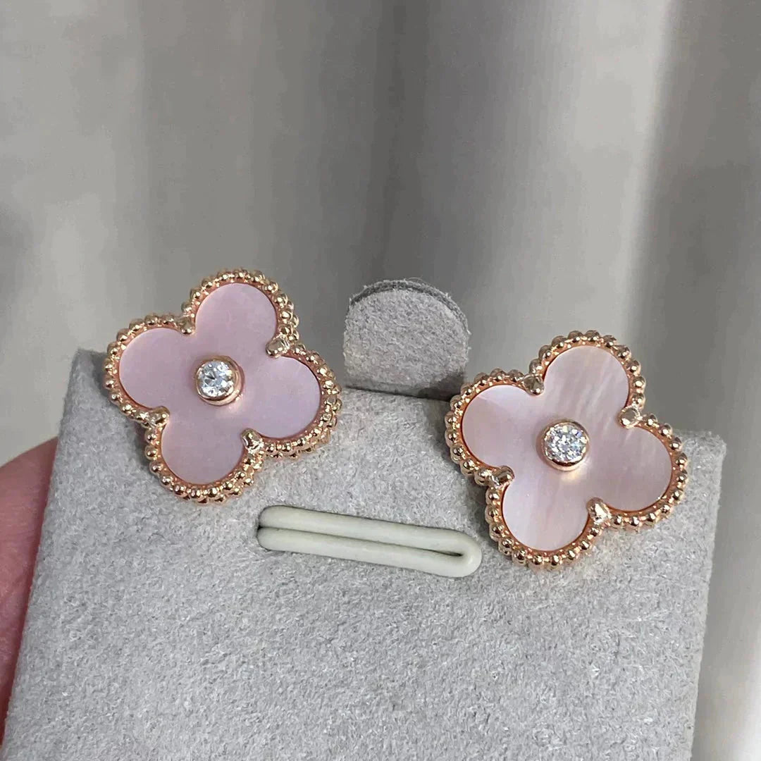 ¡®Glow Jewelry¡¯CLOVER MEDIUM 1 MOTIFS  PINK MOP DIAMOND EARRINGS