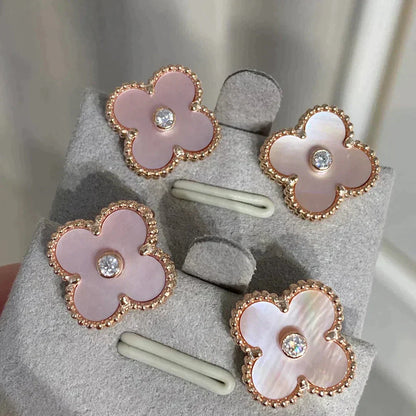 ¡®Glow Jewelry¡¯CLOVER MEDIUM 1 MOTIFS  PINK MOP DIAMOND EARRINGS