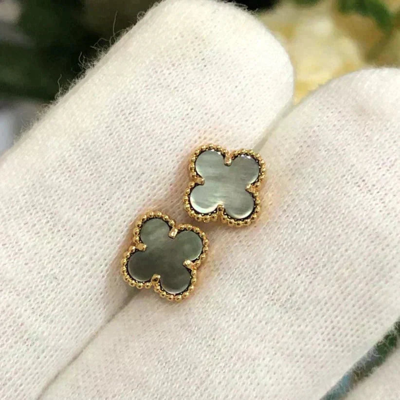 [Glow Jewelry]CLOVER MINI 9.5MM GRAY MOP EARRINGS