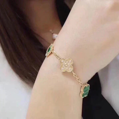 [Glow Jewelry]New  CLOVER 5 MOTIF MALACHITE BRACELET COLLECTION
