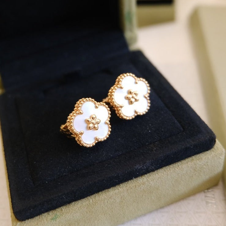 [Glow Jewelry]LUCKY PINK GOLD WHITE MOP EARRINGS