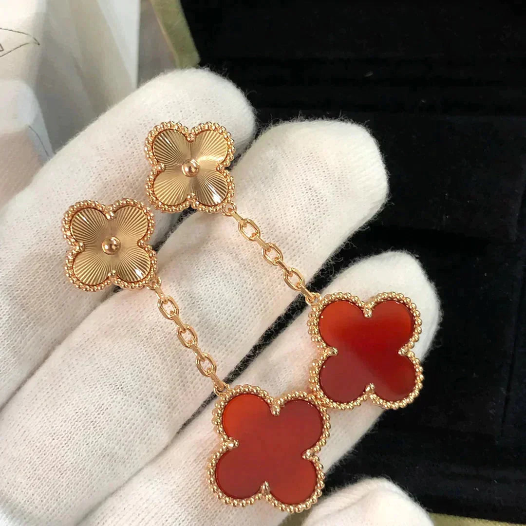 ¡®Glow Jewelry¡¯CLOVER 2 MOTIF  LASER CARNELIAN EARRINGS
