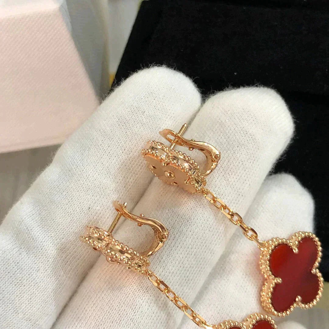 ¡®Glow Jewelry¡¯CLOVER 2 MOTIF  LASER CARNELIAN EARRINGS