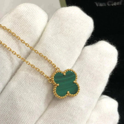 ¡®Glow Jewelry¡¯CLOVER 15MM MALACHITE SINGLE FLOWER  NECKLACE
