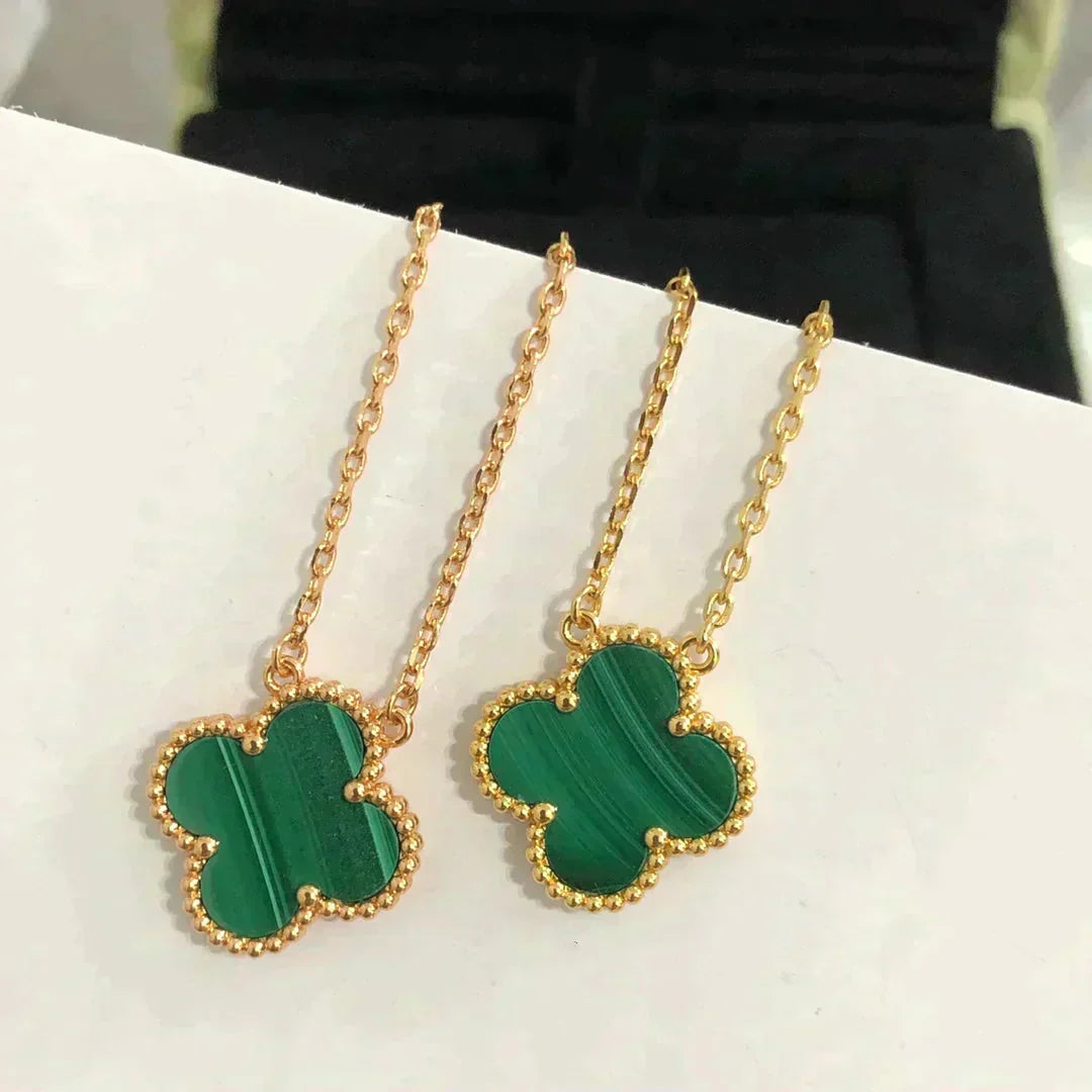 ¡®Glow Jewelry¡¯CLOVER 15MM MALACHITE SINGLE FLOWER  NECKLACE