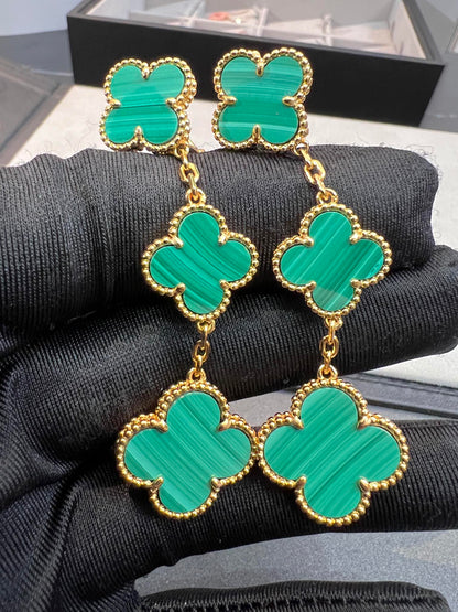 ¡®Glow Jewelry¡¯CLOVER MALACHITE 3 MOTIFS GOLD