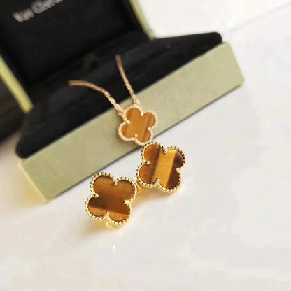 ¡®Glow Jewelry¡¯CLOVER MEDIUM 1 MOTIFS TIGER EYE EARRINGS
