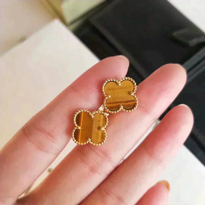 ¡®Glow Jewelry¡¯CLOVER MEDIUM 1 MOTIFS TIGER EYE EARRINGS