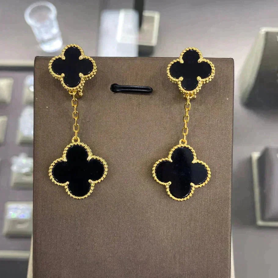 [Glow Jewelry]CLOVER 2 MOTIFS  EARRINGS (MULTIPLE CHOICESC