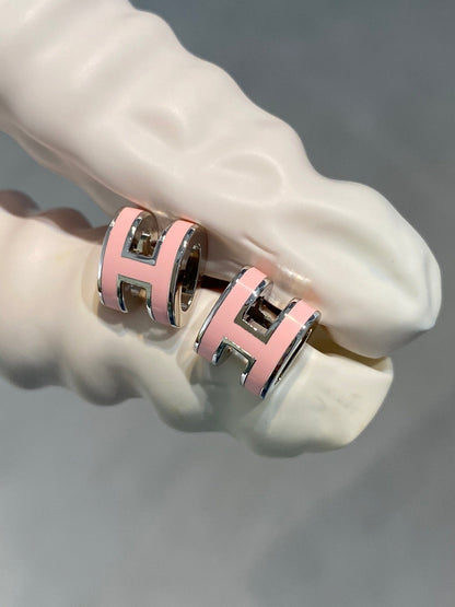 [Glow Jewelry]MINI POP H SILVER EARRINGS PINK