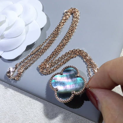 ¡®Glow Jewelry¡¯CLOVER 25MM GOLD DARK MOP BIG CLOVER NECKLACE