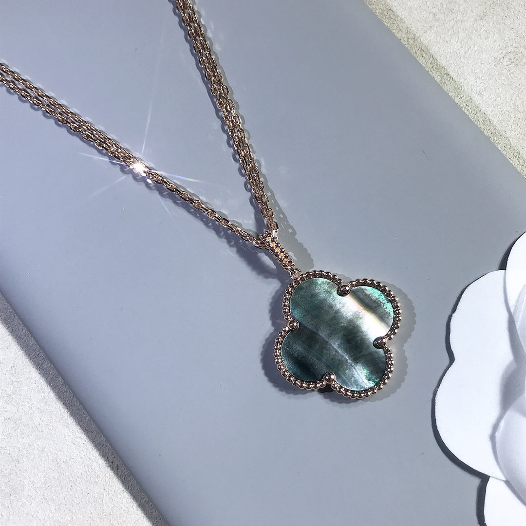 ¡®Glow Jewelry¡¯CLOVER 25MM GOLD DARK MOP BIG CLOVER NECKLACE