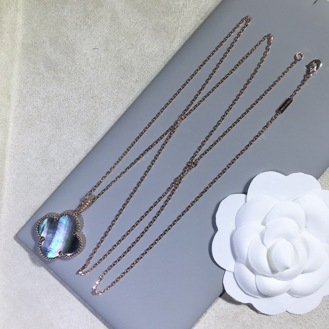 ¡®Glow Jewelry¡¯CLOVER 25MM GOLD DARK MOP BIG CLOVER NECKLACE