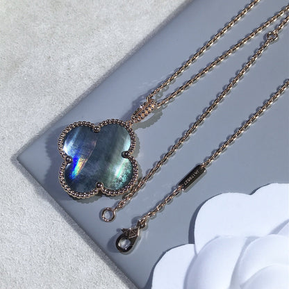 ¡®Glow Jewelry¡¯CLOVER 25MM GOLD DARK MOP BIG CLOVER NECKLACE