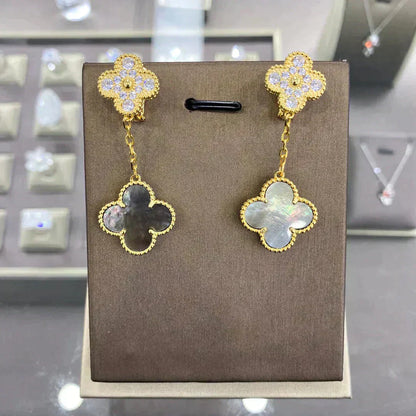 ¡®Glow Jewelry¡¯CLOVER  2 MOTIFS  DIAMOND  EARRINGS (MULTIPLE CHOICESç´