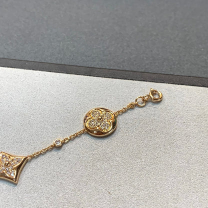 [Glow Jewelry]STAR AND SUN 4 MOTIFS GOLD DIAMONDS BRACELET