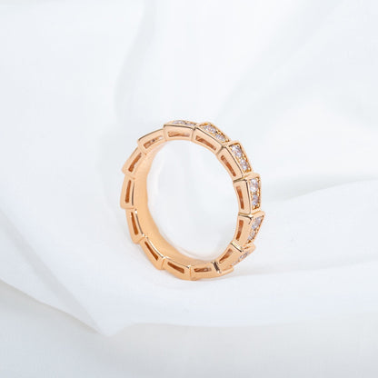 [Glow Jewelry]SERPENTI RING PINK GOLD DIAMOND PAVED 3MM