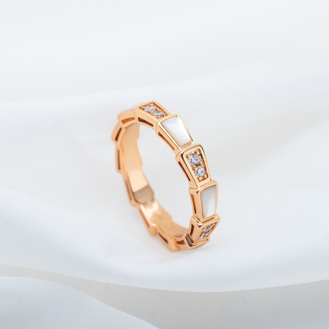 [Glow Jewelry]SERPENTI RING PINK GOLD DIAMOND MOP 3MM