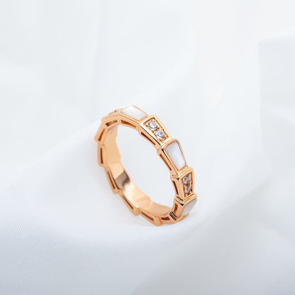 [Glow Jewelry]SERPENTI RING PINK GOLD DIAMOND MOP 3MM