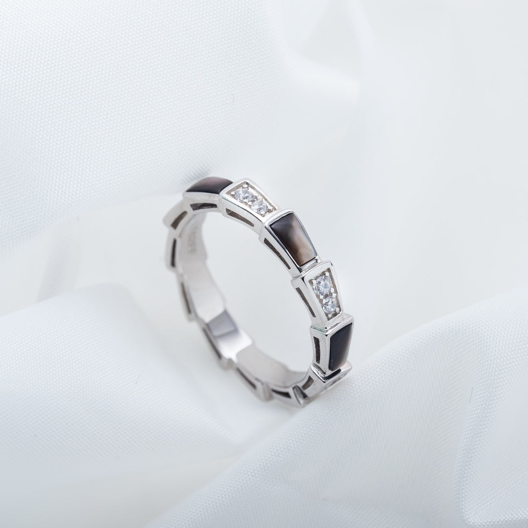 [Glow Jewelry]SERPENTI RING SILVER  DIAMOND BLACK MOP 3MM