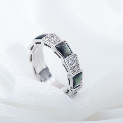 [Glow Jewelry]SERPENTI RING SILVER DIAMOND BLACK MOP 4MM