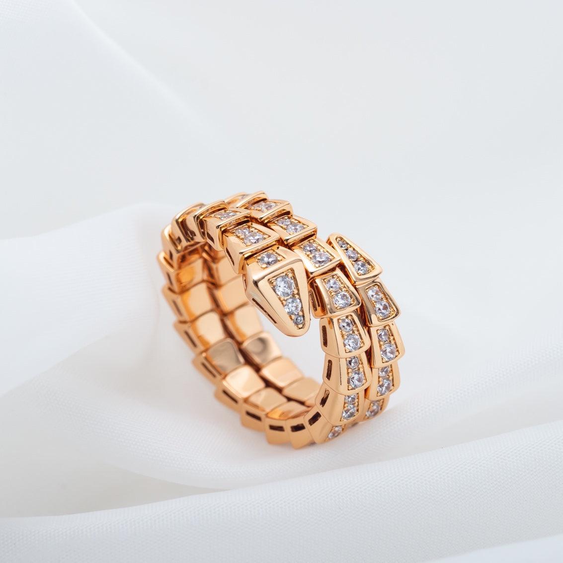 [Glow Jewelry]SERPENTI RING PINK GOLD DIAMOND DOUBLE ROW