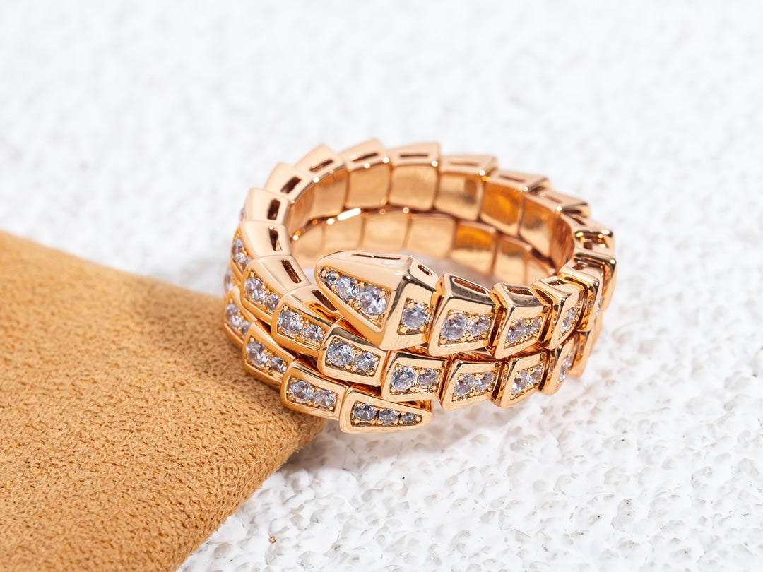 [Glow Jewelry]SERPENTI RING PINK GOLD DIAMOND DOUBLE ROW