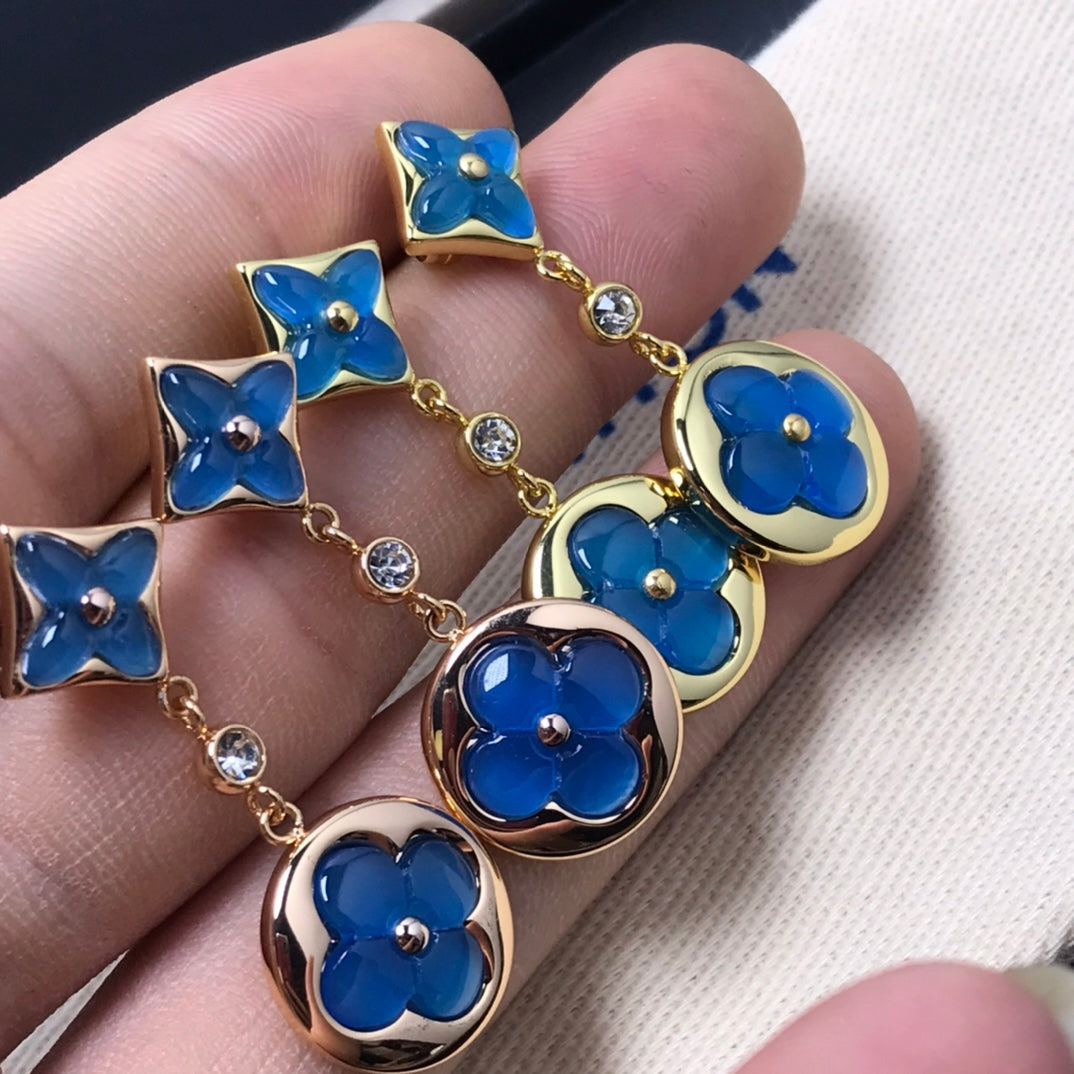 [Glow Jewelry]STAR AND SUN AGATE DIAMOND EARRINGS