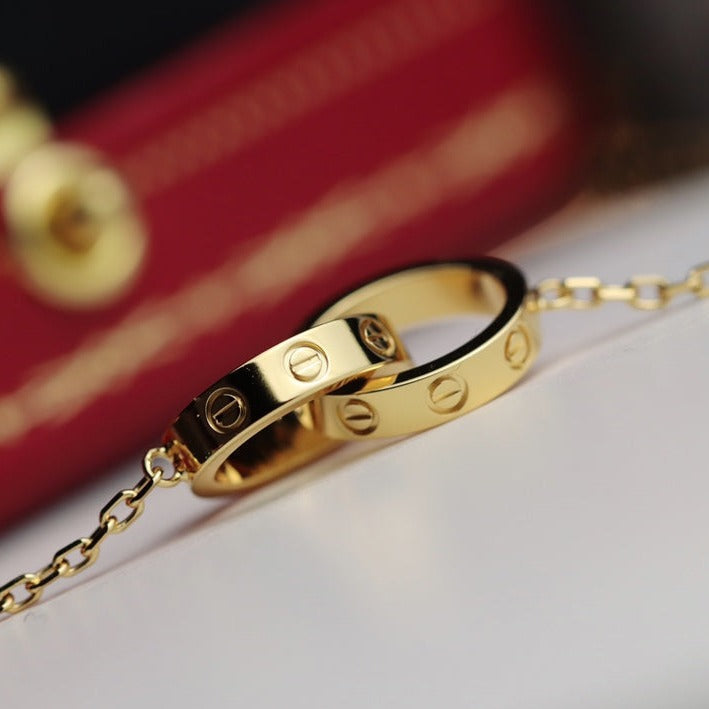 [Glow Jewelry]LOVE NECKLACE DOUBLE RING GOLD
