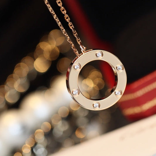 ¡®Glow Jewelry¡¯LOVE NECKLACE 16MM 6 DIAMONDS PINK GOLD